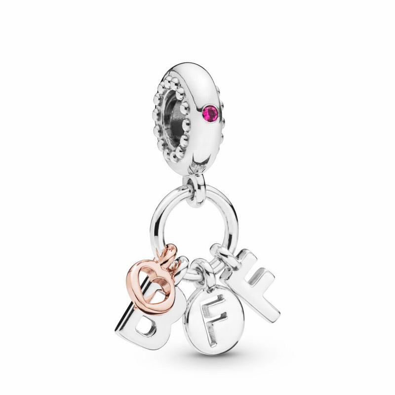 Pandora Best Friends Forever Dangle Charm - Pandora Rose/Sterling Silver/Glass/Crystal - Canada | MH